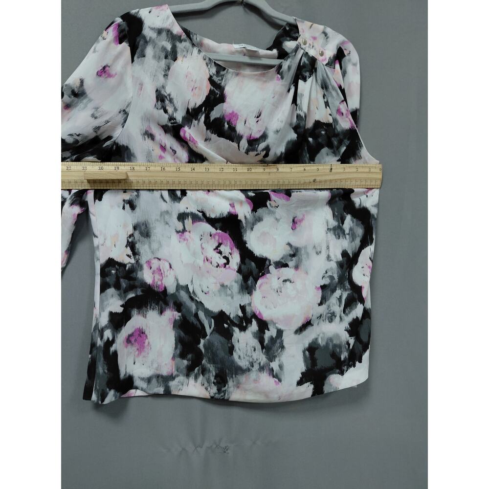 Liz Claiborne Multicolor Floral Crew Neck Chiffon Blouse Women Size XL - Picture 6 of 9